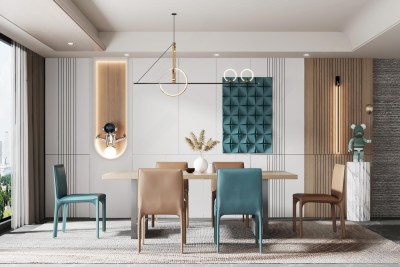 现代家居餐厅3D模型下载